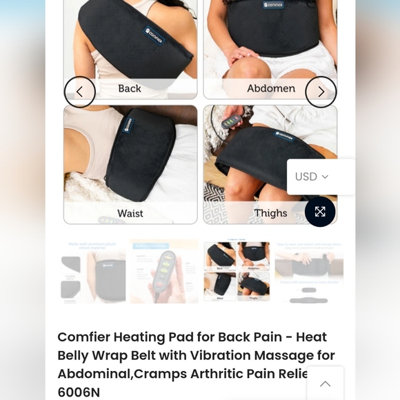 Comfier Heating Pad for Back PainHeat Belly Wrap Belt Vibration Massage - Picture 3 of 6
